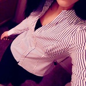 Back and white striped button down